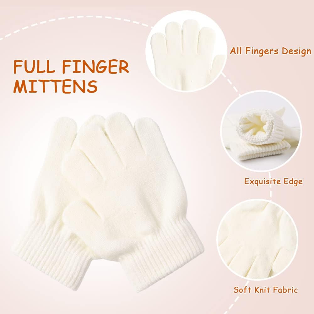 Yuoahcn Kids Winter Beanie Hat Scarf Gloves Set Knit Warm Toddler Winter Cap Gloves Neck Warmer for Boys Girls 1-8 Year - Image 4