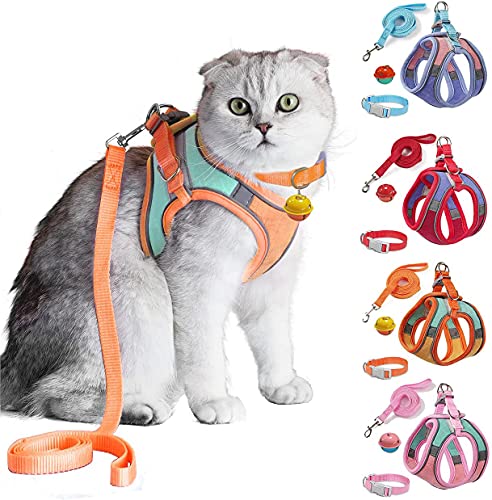 Jsxd Cat Harness,Leash And Collar Set,Escape Proof Kitten Vest Harness For Walking,Easy Control Night Safe Pet Harness With Reflective Strap And Bell For Small Large Kitten,Fit For Puppy,Rabbit #TOP3