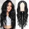 ShowCoco Black Wig for Women 26 Inch Pre Cut Hand-Tied Lace Long Wavy Natural Hairline Middle Part Hair Replacement Wigs for Women Beginners Natural Synthetic Wig for Daily Party 3 Seconds to Wear