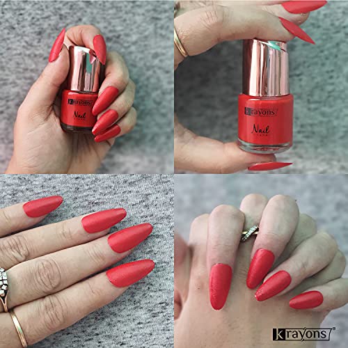 Image of Krayons Crazy Gel Nail Enamel, Waterproof, Longlasting, 8ml Each, Multicolor, Pack of 3 (Romantic Nude, Apple Red, Charcoal Grey)