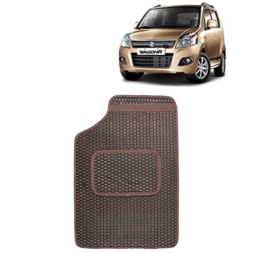 Image of Kingsway Dotted Design Car Floor Foot Mats Universal Fit for Maruti Suzuki Wagon R, Model Year : 2010-2018, Water and Dustproof, Color Brown, Set of 5 Pieces