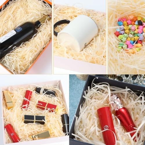 Naisfei 100g Füllmaterial Geschenk, Osternest Füllung, Geschreddertes Papier, Papierschnitzel für die Osterdekoration Korbfüllung und Geschenkverpackung (Champagnerfarbe)