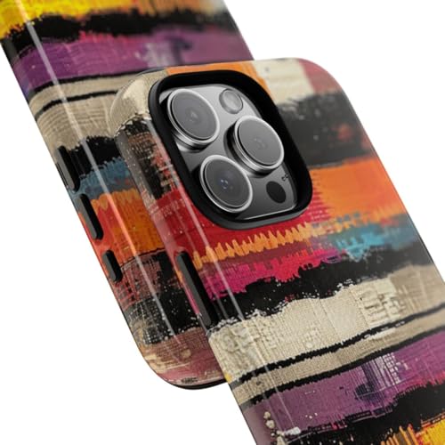 Coque résistante iPhone 16 Pro Max motif tissé abstrait brillant multicolore