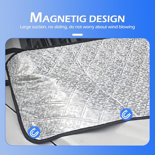 Image of Car Front Windshield Rain Gutter Protector, 66.9″ x 17.7″ Portable Rain Gutter Drop Leaf Mat Sun Shield, Mirror Strap Adsorption Mounting Accessory for Most Cars Trucks SUVs (Silver)