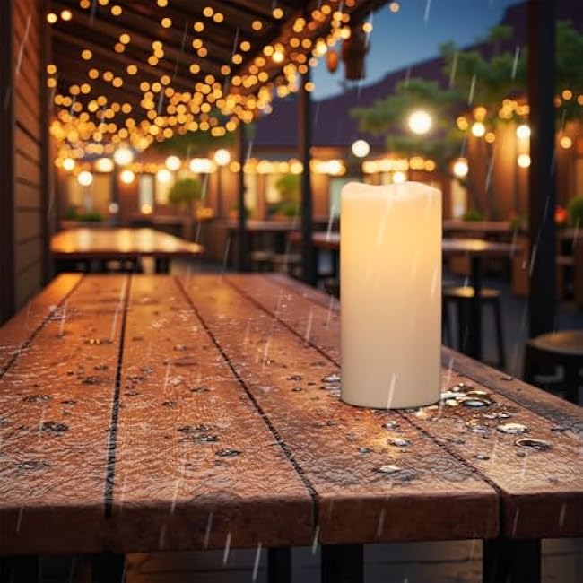 Eldnacele Solar Flameless Flickering Candles Outdoor Waterproof, Solar Powered Dusk to Dawn Plastic LED Pillar Candles Garden Camping Lanterns Wedding Holiday Decor (2Pcs,4 D¡Á8 H)