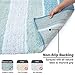 Chardin home Cordural Stripes Bath Mat, Set of 2 Bath Rugs (17 Inches x24 Inches & 21 Inches x34 Inches) | Non Slip Bathroom Rug, Machine Washable, Plush, Highly Absorbent | Ombre Blues & White