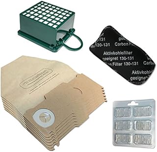 MohMus 6 Vacuum Cleaner Dust Bags + 6 Air Fresheners + HEPA Filter + Carbon Filter For Vorwerk Kobold VK 130, 131 SC, VK130, VK131