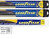 Windshield Wiper Blade Set/Kit/Bundle for 2014-2019 Jeep Grand Cherokee - Driver, Passenger Blade & Rear Blade & Reminder Sticker (Hybrid with Goodyear Rear)