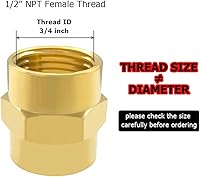 Vista 3 de Hooshing 2 unids 1/2 "x 1/2" NPT acoplador hembra de latón sólido hexagonal pezón acoplamiento de tubería