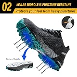 AONEGOLD Obuwie ochronne dla mężczyzn i kobiet, lekkie, stalowe noski, buty sportowe, oddychające, wygodne, antypoślizgowe, odporne na przebicie, buty robocze, rozmiar 36-40, 8391 Szary, 39 EU