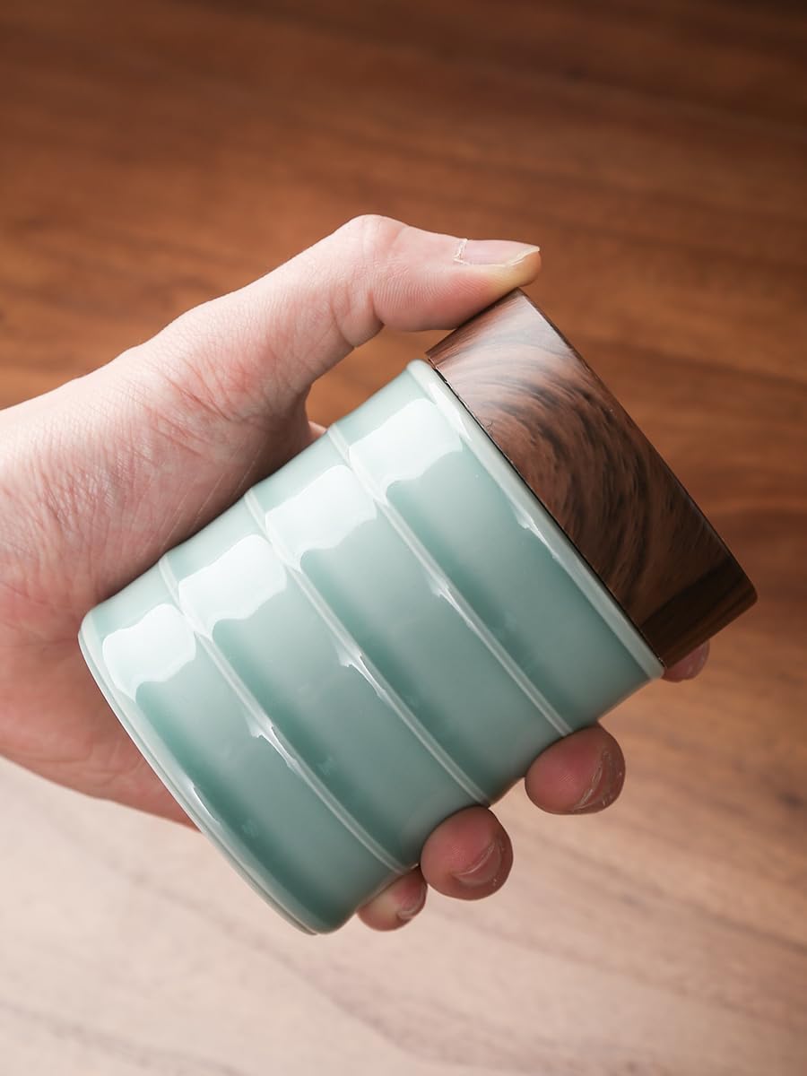 SONGCHAO Sugar Jar Chinese Tea Jar Ceramic Threaded Mouth Sealed Jar Mini Tea Jar Can Store Tea, Honey and Coffee Tea Canister (Color : B)