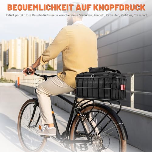 CDYWD Fahrradkorb Hinten für Herren & Damen, Groß Abnehmbar Fahrradkorb Gepäckträger mit Herausnehmbarer Innentasche, Hinten Fahrrad Korb Schulranzen für Ebike, Mountainbike, Citybike, Cruiser