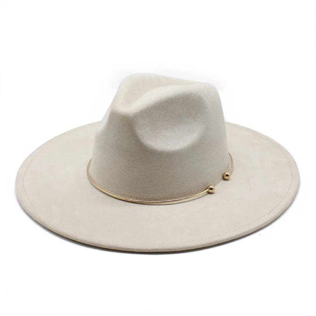 Unisex Suede Fedora Cappelli Uomini Tesa Larga Cerchio Oro Cappello Da Cowboy Donne Chiesa Partito Sombrero Caps