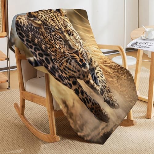 Manta cálida para sofá de salón con estampado de leopardo 5