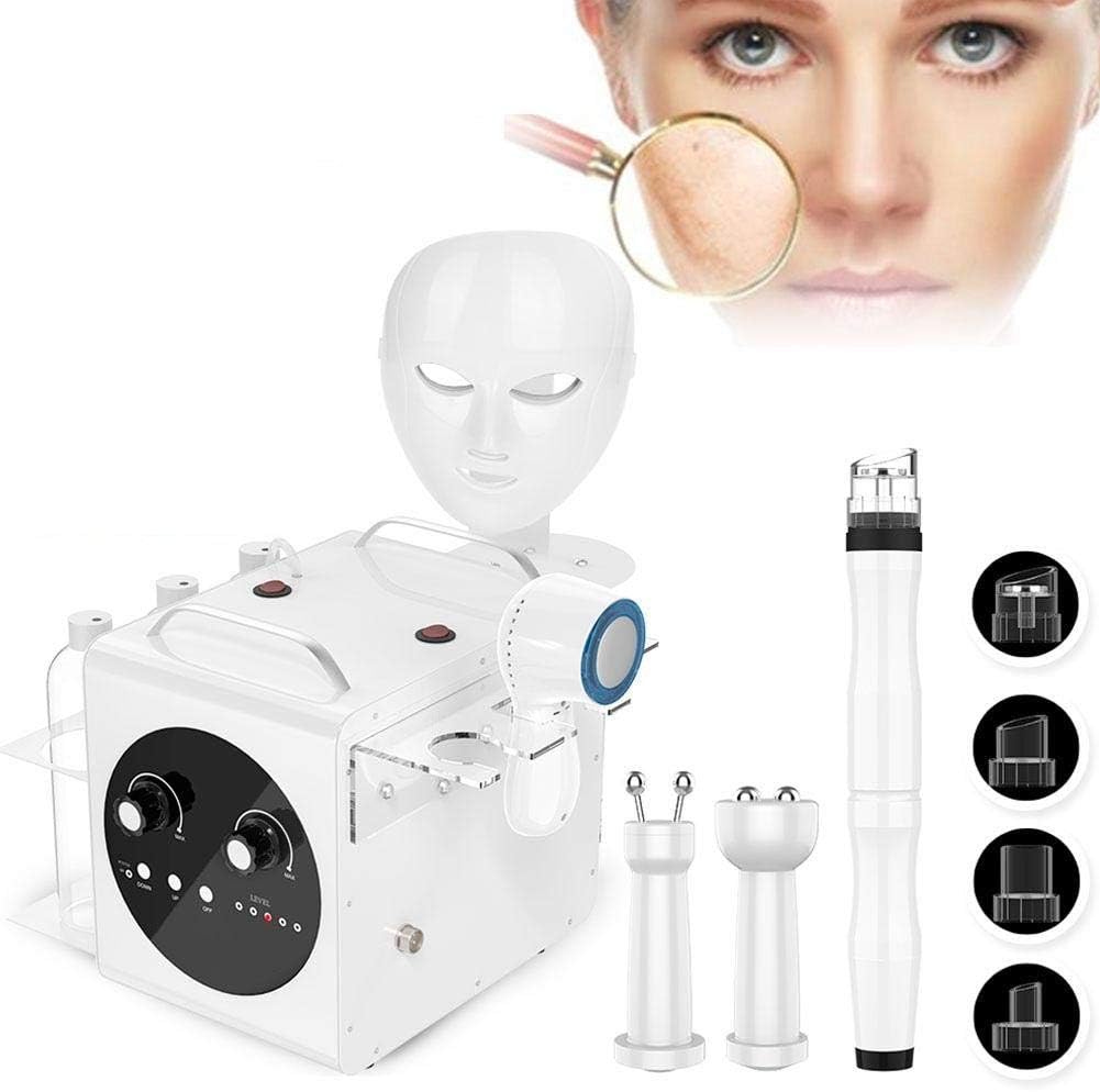 MEISHENG 6 in 1 Radio Frequency Facial Machine, Upgraded Titanium Vacuum Oxygen Water Injection Spray Current Dermabrasion Beauty Wrinkle Remove Sauna Spa Rejuvenation(White)