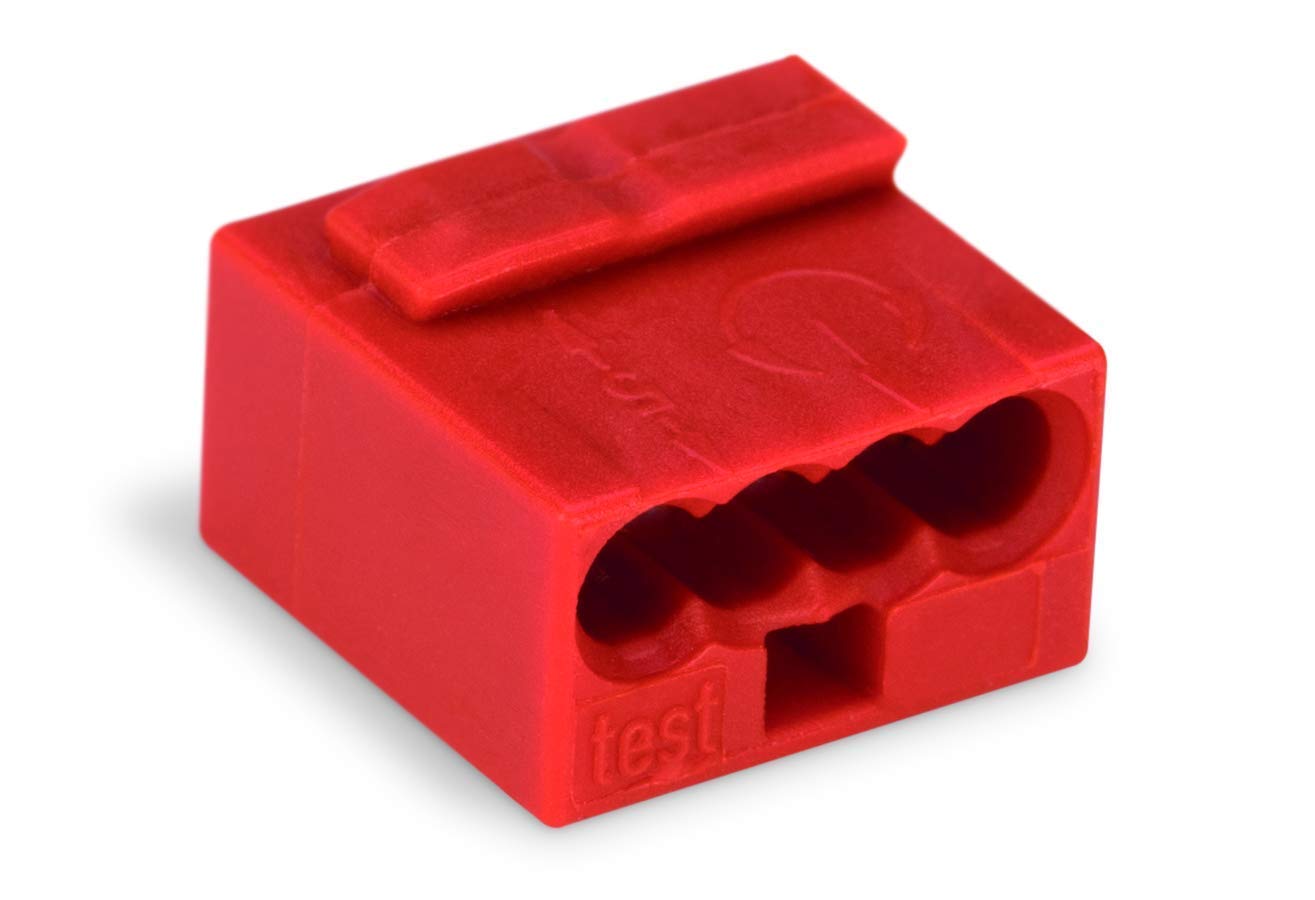 MICRO PUSH WIRE connector for junction boxes; for solid conductors; 0.8 mm Ø; 4-conductor; light gray cover; Surrounding air temperature: max 60°C; red, 243-804 (100 pcs)