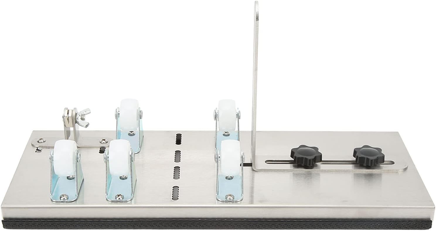 Glass Bottle Cutter with 5 Support Wheels and 2 Carbide Blade Cutting Heads - Adjustable Cutting Tool for Large and Small Containers - Non Slip Base and Removable Backstop
