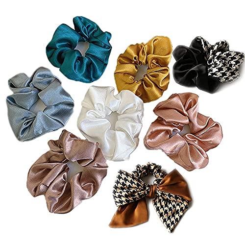 Hair Ties for Women 8 Colors Set Satin Scrunchies Elastic Hair Ties Bands Ponytail Holder for Women Accessories