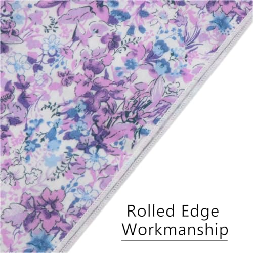 Image of Floral Pocket Squares for Men with Holder Printed Flower Mens Handkerchief Cotton Suit Pocket Hanky for Wedding