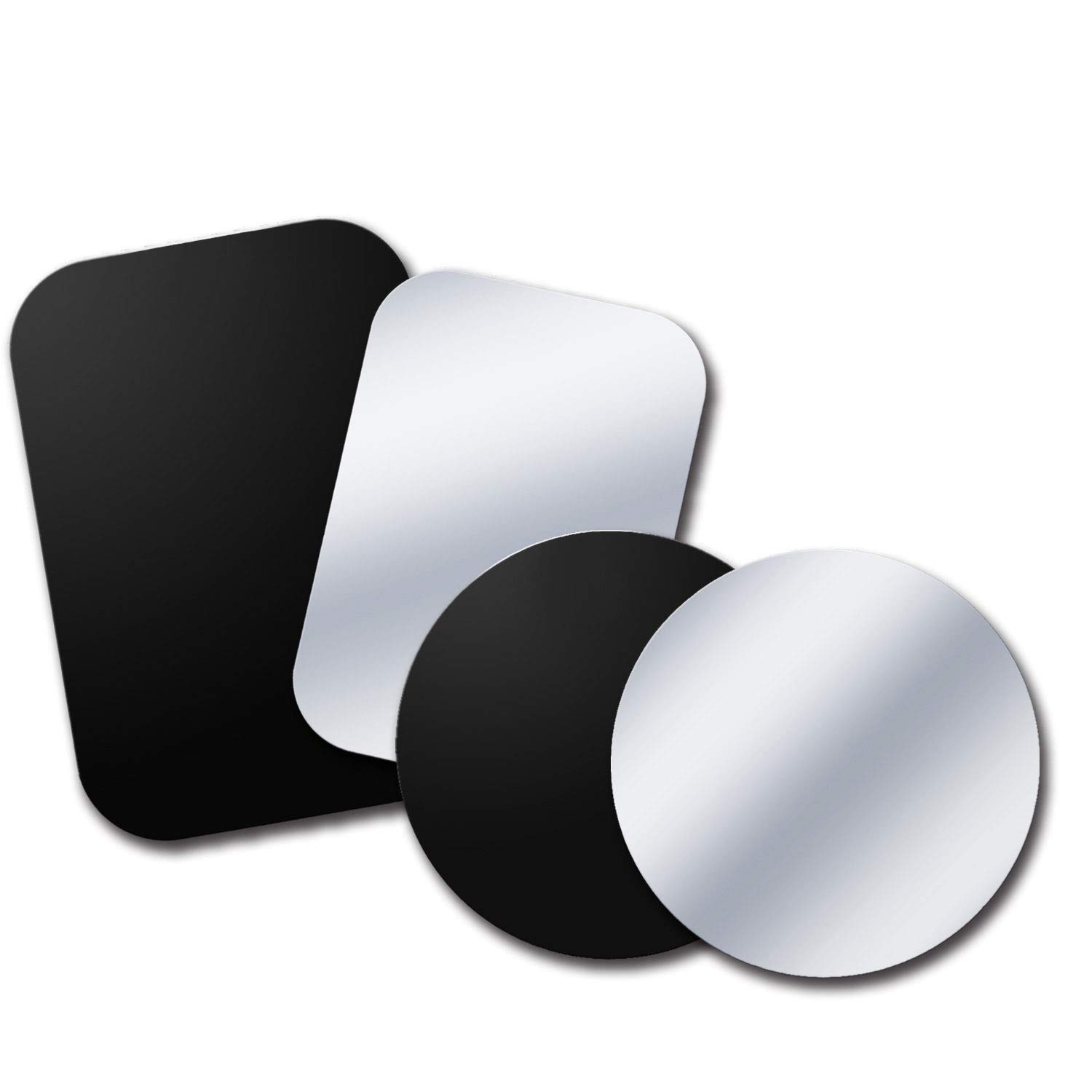 TryoneTryone Metal Plate, Metal Disc Replacements Without Logo or Hole, Compatible with Magnetic Car Mounts, 2 Rectangle 2 Round, Black&Silver