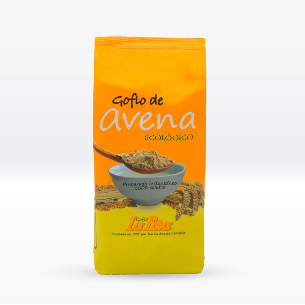 Gofio La Piña Gofio Canario de Avena Ecológico 450 g Harina tostada ecológica Sabor suave y textura fina Fuente de fibra y proteínas vegetales