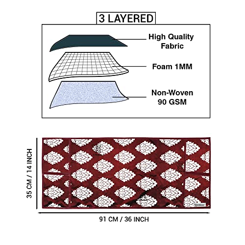 Image of Polyester 3-Layered Microwave Oven Top Cover With 4 Utility Pockets Suitable for Upto 30 Liter (Color- Maroon, Size-36x14 Inches)