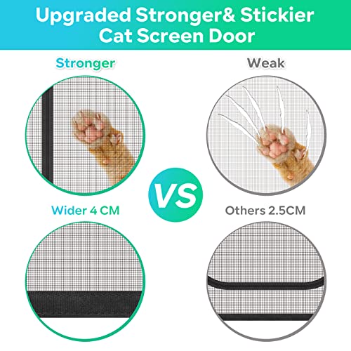 Porta de tela reforçada atualizada para gatos para tamanho de porta 96 cm x 203 cm, porta de tela re