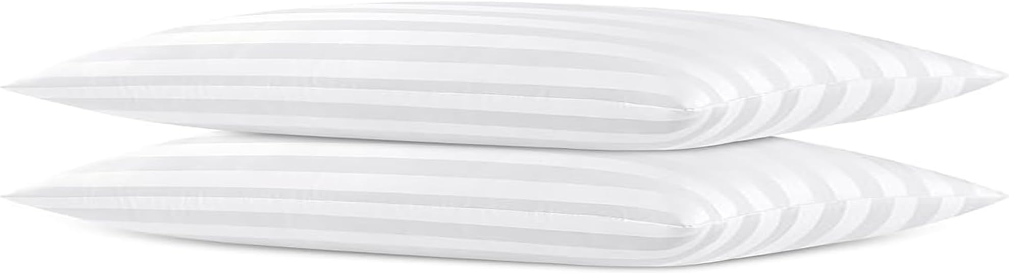 Thin Flat Soft Low Pillows Standard Size Set of 2, Down Alternative Filled Bed Pillows for Side Back and Stomach Sleepers 20x26