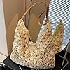 Macayda Strohtasche Damen Geflochtene Tasche, Sommer Korbtaschen Damen Mittelgroß Basttasche Boho Stroh Woven Bag Flechttasche für Strand Reisen Urlaub (Beige) #2