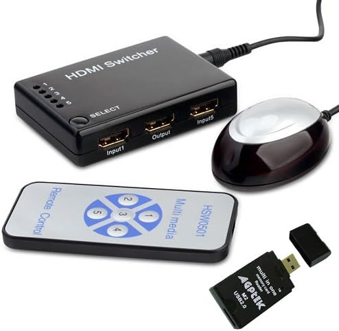 5-PORT HDMI Mini Splitter Switch Box with Remote USB 2.0 AGPtek All-in-One Card Reader