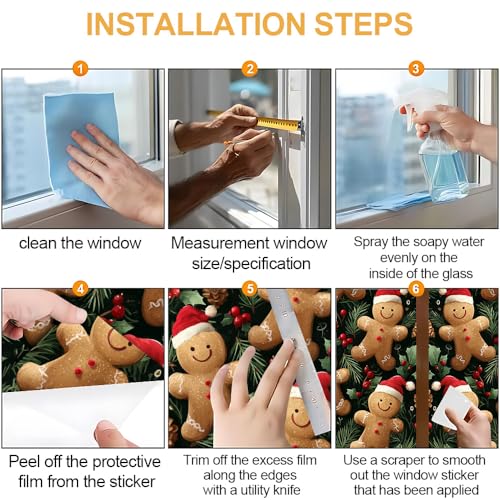 Image of Gingerbread Man Christmas Window Film 17.32x39.37in Cling