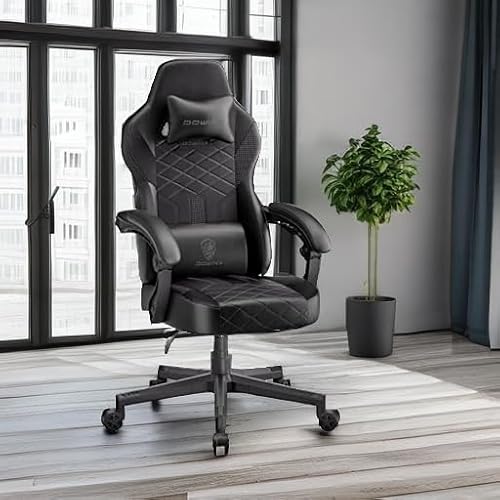 Sedia da gioco con cuscino a molle insacchettate, sedia ergonomica per computer con schienale alto, sedia da gioco reclinabile, in pelle PU, 158,8 kg, nera - Sedia gaming - Immagine 1