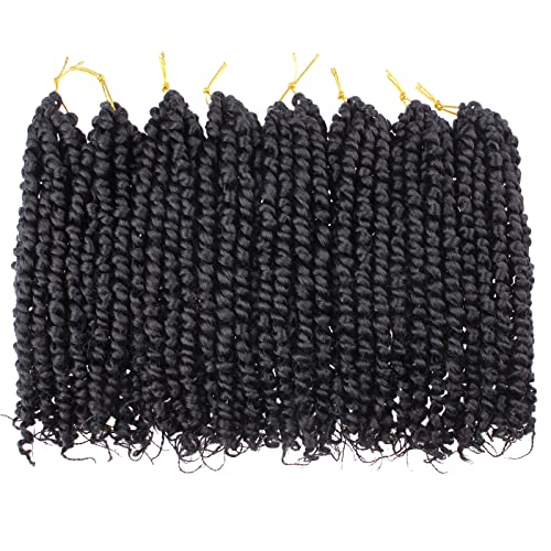 Leeven 8 Packs 10 Inch Passion Twist Hair for Women Natural Black Bomb Pre Twisted Water Wave Crochet Braids Hair Pre Looped Curly Bohemian Synthetic Braiding Hair Extensions 12 Strands/Pack #1B - Image 6