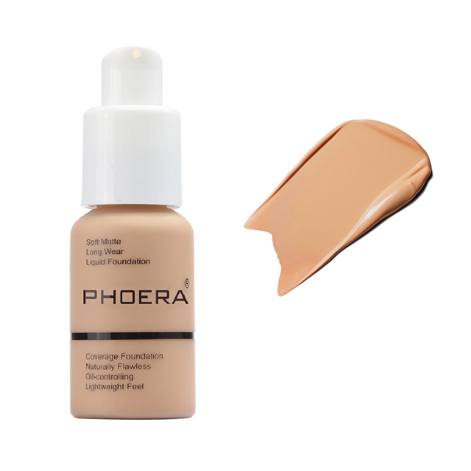PHOERA Foundation,Soft Matte Full Coverage Liquid Foundation,Makeup Brighten Highlighting,Matte Oil Control Facial Concealer Foundation for Women Girls (104 Buff Beige)