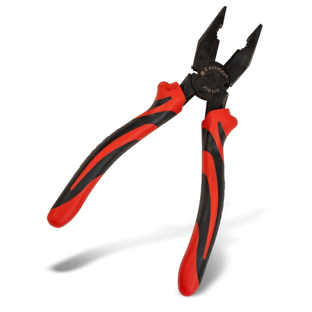 Eastman Combination Plier Set of 1Pcs, 8 Inch or 200 Mm, Alloy Steel, Heavy Duty Hardened & Tempered, Cutting plier Set Double Colour Sleeve Black & Red E-2020 (B09QZ9WH6C) Amazon Price History, Amazon Price Tracker