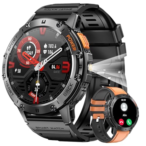 BKOHJAJI Reloj Inteligente Hombre 400mAh, Pantalla AMOLED de 1,43" con Llamada Bluetooth, 5ATM Impermeable/Detección de Frecuencia Smartwatch Hombre, Cardíaca Reloj Deportivo Hombre para Android iOS