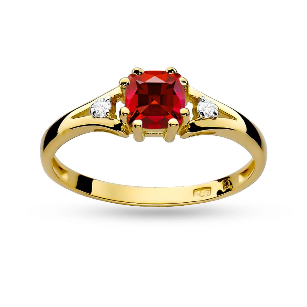 MARKO Courting Goldring Damen 375 Echtgold – Ring mit Stein in Blau, Rot oder Türkis – Verlobungsring Damen Schmuck – Liebesring mit Edelsteinen – Geschenk für Frauen - Fidget