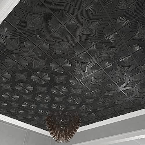 Panneaux de wainscoting 3D noirs pour masquer un plafond abîmé facilement