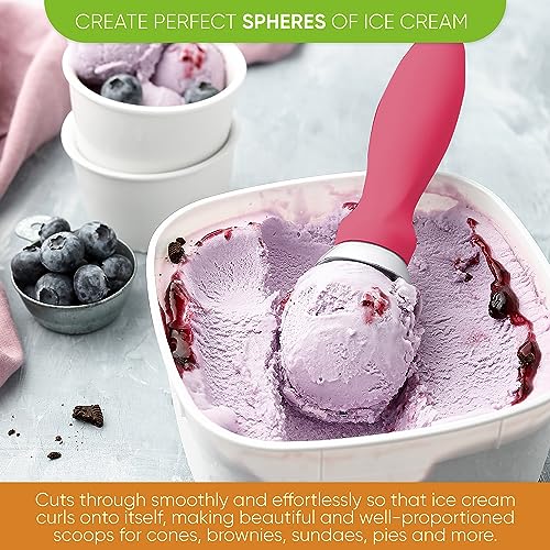 Image of Spring Chef Heavy Duty Metal Ice Cream Scoop with Comfortable Handle, Pink