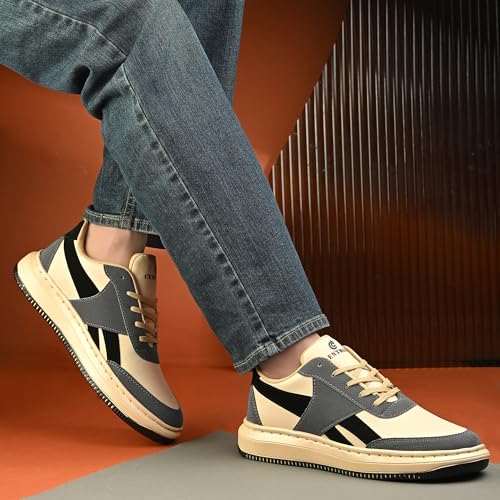 Image of Centrino Colorful Sneakers for Man | Shoes for Men Stylish | Casual Lightweight Lace-Up Canvas Walking Shoes | Cushioned Insole | Breathable Comfortable Anti-Skid | Trendy Colorblock Mens Shoes Daily (9588)