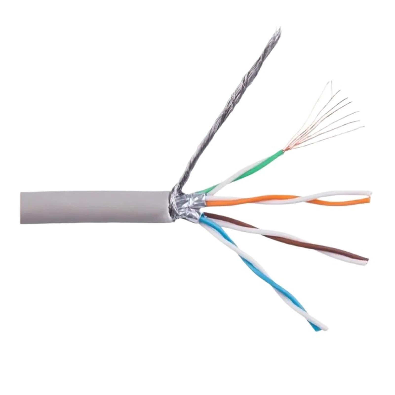 Câble Ethernet Cat6a 26awg, 10M, Fil réseau, Installation FTP, Double Bouclier, cuivre Massif, 7x0.16mm, OD 6mm, 30M, 50M (Size : 20M)