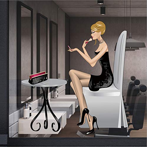 Pegatinas De Pared Chica De Maquillaje Pvc Pegatinas De Ventana Murales Sala De Estar Cocina Vestidor Chica Dormitorio Vinilo Decoración Del Hogar Extraíble 65X69Cm