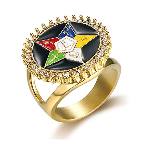 NJKM Damas Oro Cinco Puntiagudo Star Diamond Anillo Moda Acero Inoxidable Partido Chapado En Oro Personalidad Retro Joyería (Size : 15) Cover