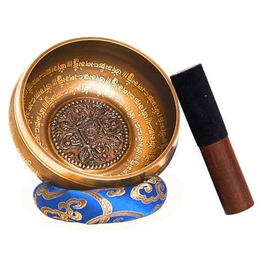 Cuenco tibetano hecho a mano en Nepal – Set tibetano para meditación - Yoga - Atención en la escuela - Caja de papel Lokta - Grabado en Nepālī