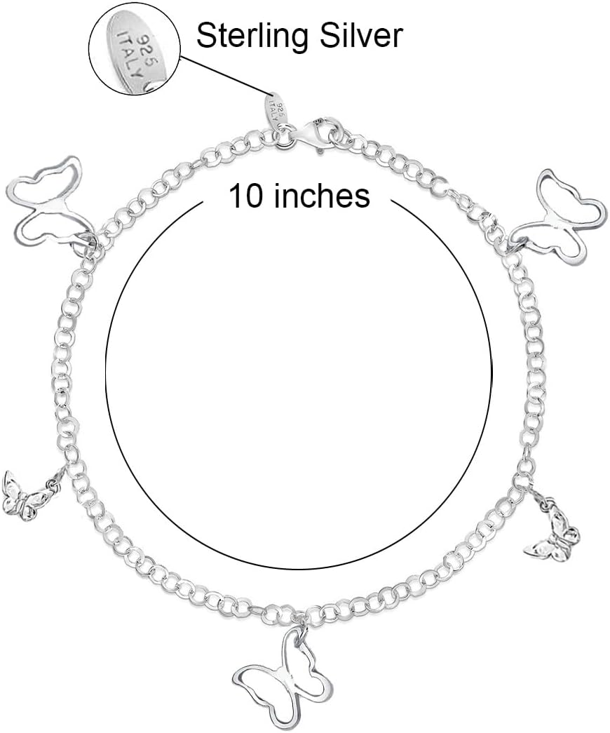 Savlano 925 Sterling Silver 10 Inches Pendant Charm Chain Summer Anklet for Women Comes With Gift Box
