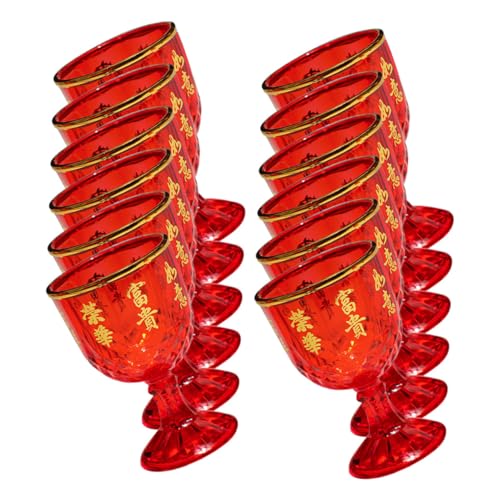 Toyvian Copas de Vino Chinas Rojas para Bodas 12 Piezas 40 Ml Vasos Desechables para Licor Festivos para Recepción y Celebraciones