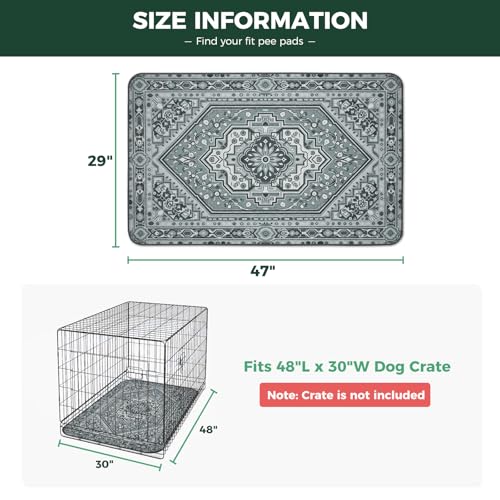Image of FXW Washable Pee Pads for Dogs, Puppy Pads with Super Absorbent, Specifically Designed for 48inch Cages, 29 inch x 47 inch Rectangle, Boho Grey, 2 Packs