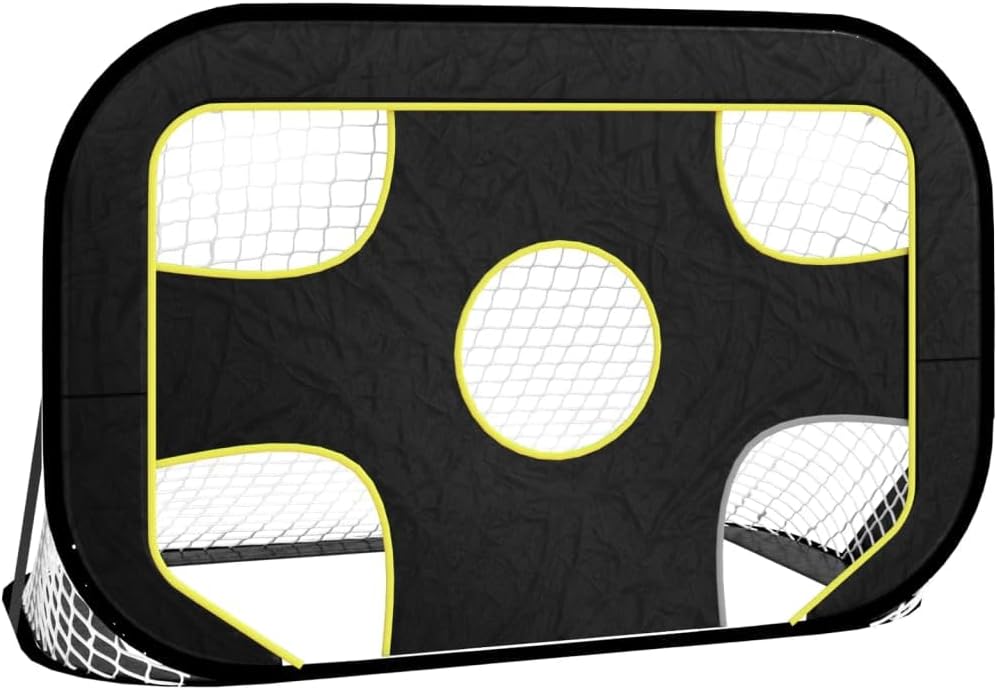 vidaXL Sturdy Football Goal Net with Target – Multifunctional, Portable, Outdoor Sports Equipment – Easy Carrying with Bag – Black - 47.2"x31.5"x31.5"