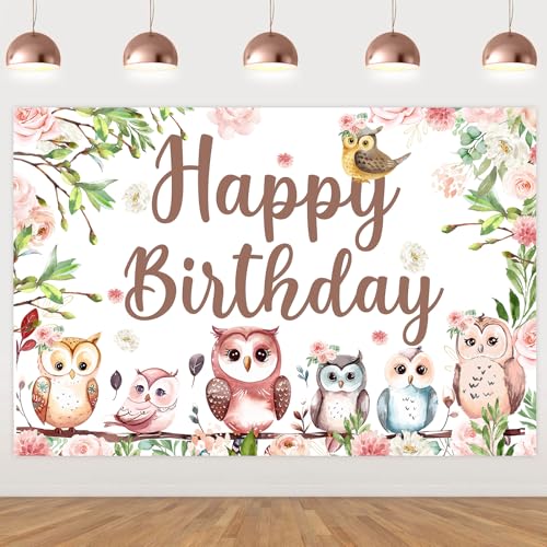 Toile de fond Happy Birthday chouette pour shooting photo d'anniversaire