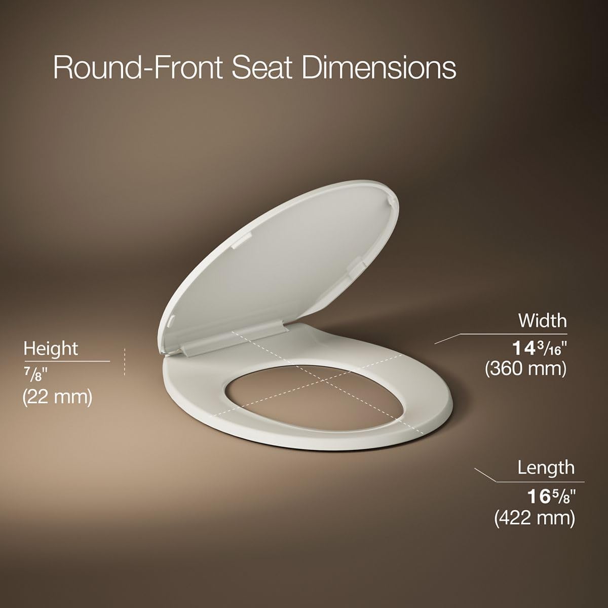 KOHLER K-4775-47 Brevia Round Toilet Seat with Quick-Release Hinges And Quick-Attach Hardware For Easy Clean, Almond